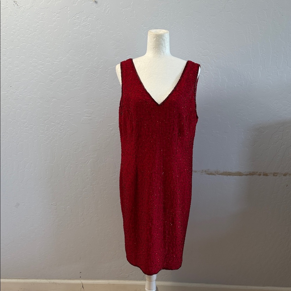 Red V-Neck Mini Dress